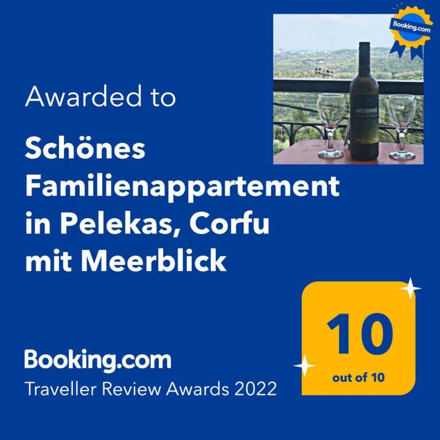 Schoenes Familienappartement In Pelekas, Corfu Mit Meerblick Екстериор снимка
